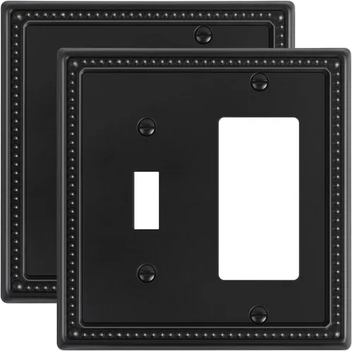 Miniatura 43 de Paquete de 4 placas de cubierta para interruptor de luz de palanca individual, cubiertas decorativas de perlas, placa de pared de metal almendra