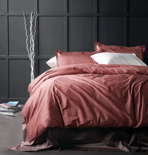 Miniatura 15 de Juego de ropa de cama de lujo de algodón egipcio, de color liso, de satén de alta densidad de hilos largos, sedoso, suave, transpirable, de primera