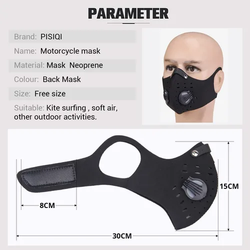 Miniatura 6 de PISIQI Cubierta facial para la boca, para la mitad de la cara, deportes y cara, antipolvo, con válvula, reutilizable, para exteriores