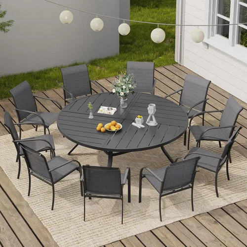 Miniatura 18 de VICLLAX Juego de 2 sillas de patio pequeñas para exteriores, juego de sillas apilables para patio y mesa de comedor cuadrada para porche delantero