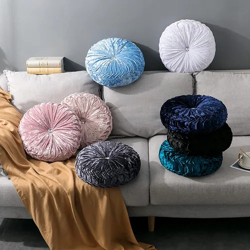 Miniatura 7 de HLOVME Cojín decorativo redondo para sofá, cama, sala de estar, cojín pequeño de suelo para adultos y niños, 13.7 pulgadas (A01-rosa)