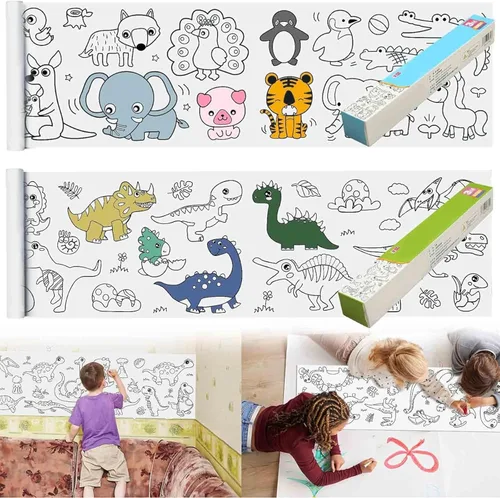 2 piezas de rollo de dibujo para niños, rollo de papel para colorear para regalo para niños, rollo de papel de dibujo y pintura DIY de 120 * 11.8