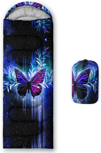 Miniatura 14 de AILONEN Saco de dormir de campamento con escamas de sirena para adultos y adolescentes, ligero y resistente al agua, 3 estaciones, clima cálido