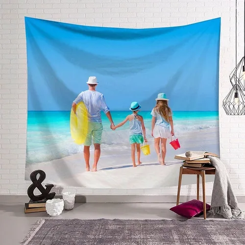 Miniatura 8 de yyfq Tapiz personalizado para colgar en la pared, decoración personalizada para subir imágenes Tenture Murale Tissus Tapisserie Mural Alfombra Duvar