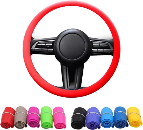 Miniatura 9 de Protector de Volante de Silicona Fresco Antideslizante, Funda Protectora de Volante, Funda Antideslizante para Volante de Coche, Funda de Volante