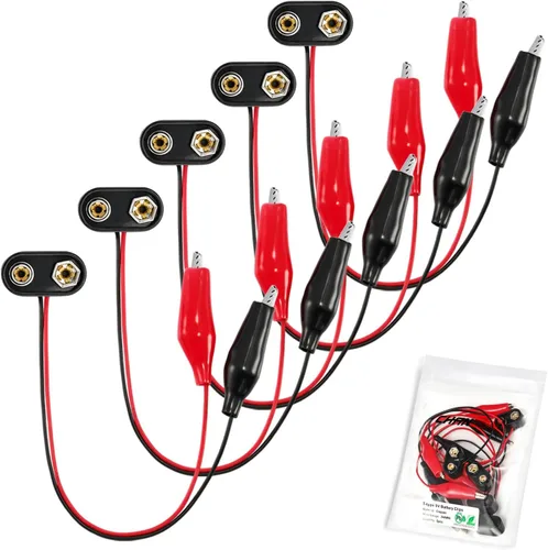 Miniatura 9 de CHANZON UL Wires 9 V Conector de batería Arduino Power Clip de cuero con centro positivo 0.083 in x 0.217 in Macho 5 Pack Jack T-Type para Arduino