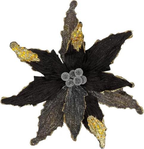 Miniatura 10 de Briful Flores de Pascua con Purpurina Navideñas de Cabezas Grandes de 12 Pulgadas Adornos para Árbol de Navidad Juego de 4 Flores Artificiales