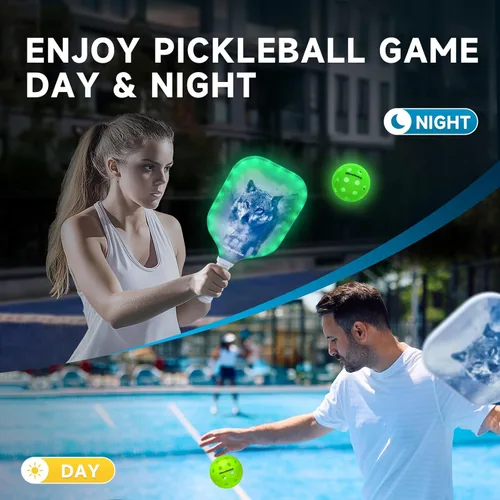 Miniatura 5 de AboveGenius Bolas de pickleball con luz LED, bolas de pickleball que brillan en la oscuridad, alta visibilidad para jugar por la noche, bolas