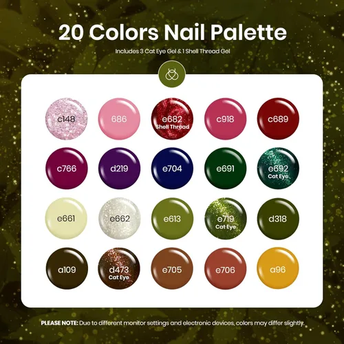 Miniatura 4 de Beetles - Juego de esmaltes de uñas de gel de ojo de gato, 20 colores, juego de esmalte de uñas de gel burdeos, marrón y verde, esmalte de uñas