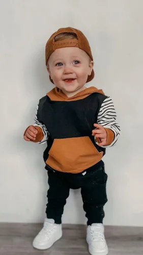 Miniatura 2 de Hoanselay Conjunto de sudadera de manga larga con capucha y pantalones de otoño e invierno para bebé niño