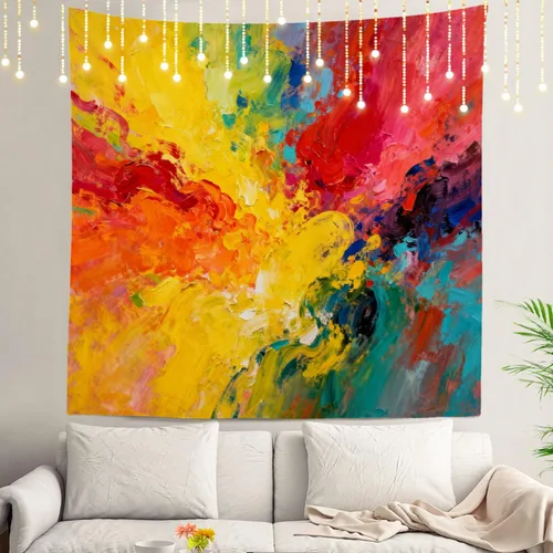 Miniatura 128 de Shrahala Tapiz de pared azul brillante, acuarela azul degradado para colgar en la pared, tapiz grande decorativo de fibra de poliéster, dobladillo