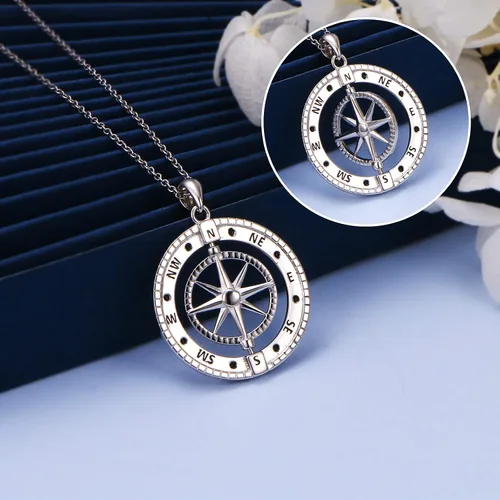 Miniatura 9 de Alphm Collar con colgante vikingo de plata esterlina S925 para hombres y mujeres, joyería de viaje para graduación, amistad, talismán, joyería
