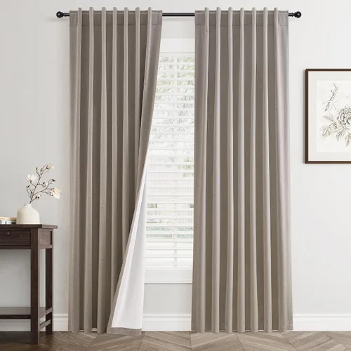 Miniatura 17 de Cortinas Opacas de Lino Beige Blanco de 84 Pulgadas de Largo, Juego de 2 Paneles para Sala de Estar y Dormitorio, Térmicas con Reducción de Ruido