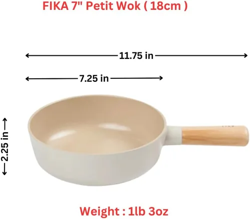 Miniatura 2 de FIKA - Mini wok de 7 pulgadas con mango de madera, utensilios de cocina compatibles con inducción para todas las estufas, sartén de revestimiento