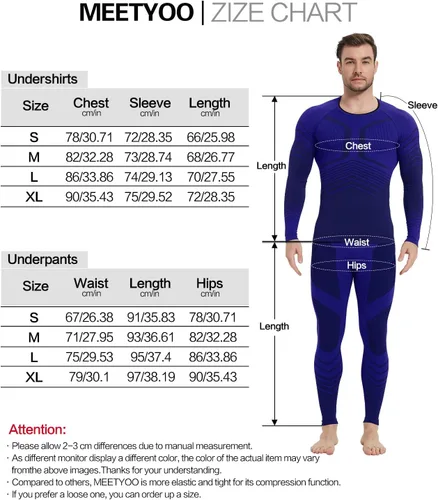 Miniatura 7 de MEETYOO Men's Thermal Underwear Set Sport Long Johns Base Layer