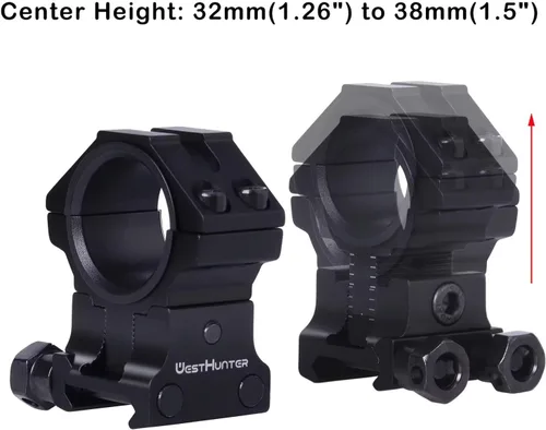 Miniatura 3 de WestHunter Optics Anillos ajustables de altura para mira Picatinny, 1 pulgada 30 mm Montura de mira de precisión 6 colores Dorado