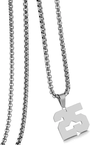 Miniatura 19 de Collar de Número Dorado para Hombre, Cadena de Acero Inoxidable con Colgante de Número para Atletas, Joyería Deportiva Personalizada para Niños