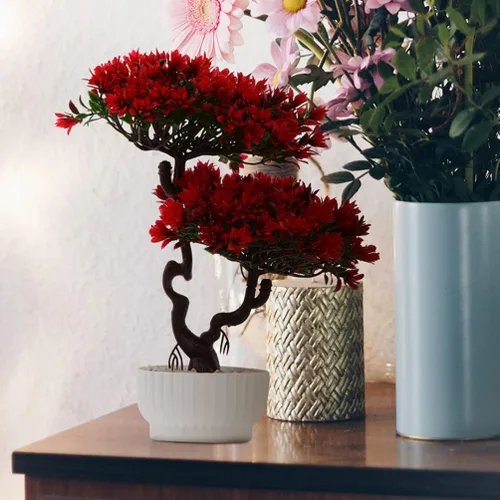 Miniatura 3 de Happyyami 2 piezas de árbol bonsái artificial en maceta, pino japonés sintético, plantas falsas en maceta para el hogar, oficina, escaparate
