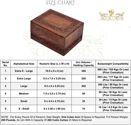 Miniatura 7 de SOULURNS - Urnas de cremación de palisandro grabadas con borde para cenizas humanas adultas, machos y hembras - Urnas decorativas de madera y ataúd
