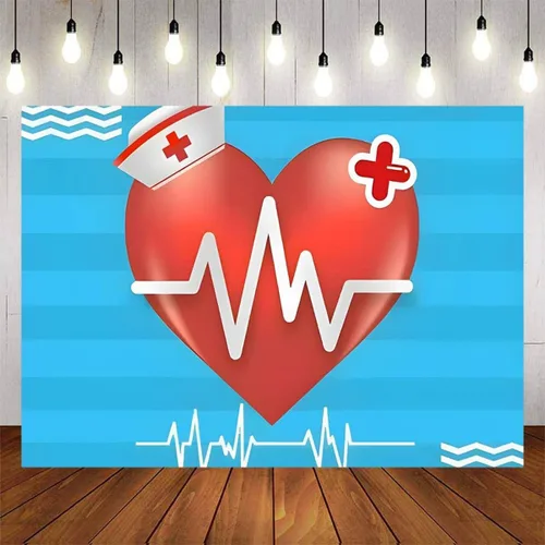 Telón de fondo de fotografía con curva de latido del corazón para fiesta, fondo de curva de latido del corazón rojo, tema médico, accesorios para