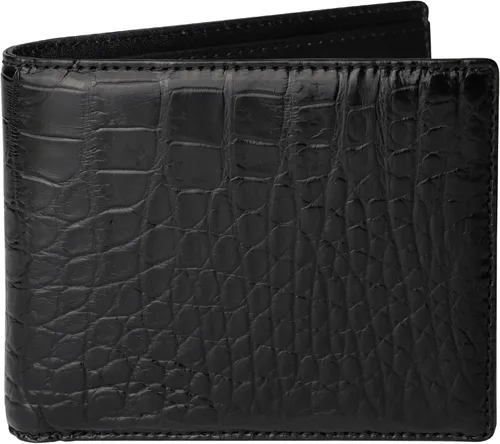 HATA Billetera de piel plegable de cocodrilo para hombre, con bloqueo RFID, hecha a mano para papá, marido, hijo, profesor