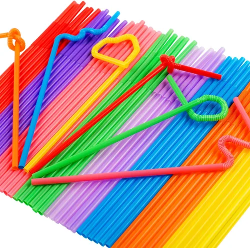 Miniatura 2 de Zmaxqii 300 pajitas de plástico flexible coloridas, sin BPA, desechables, 10.2 pulgadas de largo y 0.23 pulgadas de diámetro Varios