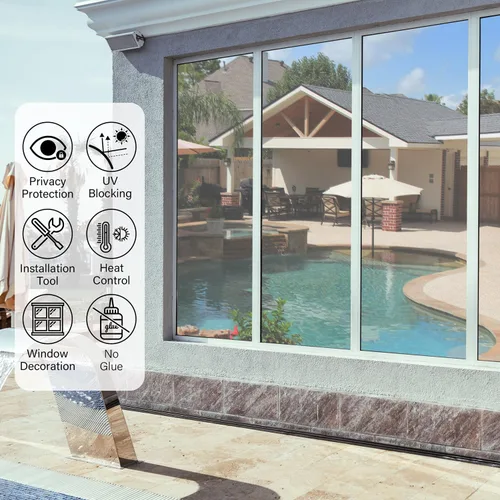 Miniatura 43 de Kromapolis Película de privacidad para ventana, cubierta de vinilo para vidrio, película decorativa de vitral, esmerilada para ventana, se adhiere
