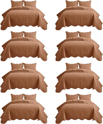 Miniatura 73 de MOONLIGHT20015 Paquete de 8 Colchas Tamaño King para Cama (106" x 96") - Venta al Por Mayor para Hoteles, Dormitorios de Huéspedes y Airbnbs - Gris
