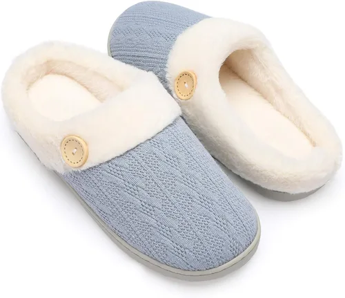 Miniatura 15 de Chantomoo Pantuflas para Mujer Cálidas y Cómodas con Espuma Viscoelástica Pantuflas de Casa Zapatos de Punto con Forro de Piel Sintética Suela