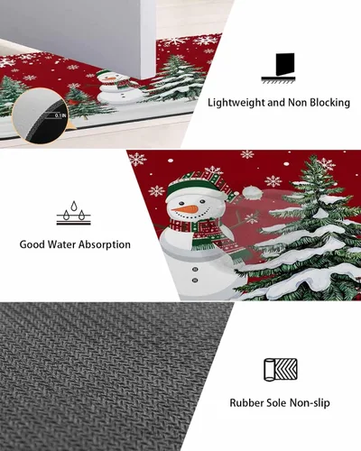 Miniatura 3 de Tapete de baño con muñecos de nieve de Navidad, antideslizante, de secado rápido y absorbente, tierra de diatomeas, fregadero, dormitorio, cocina