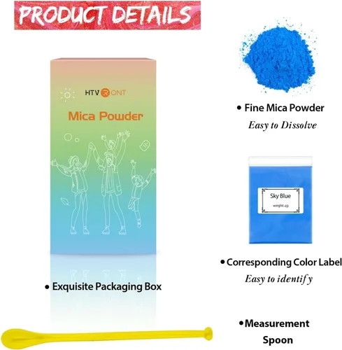 Miniatura 6 de HTVRONT - Polvo de mica para resina epoxi de 4.59 onzas, pigmento en polvo de 26 colores, es natural y fácil de mezclar para fabricar jabón, brillo