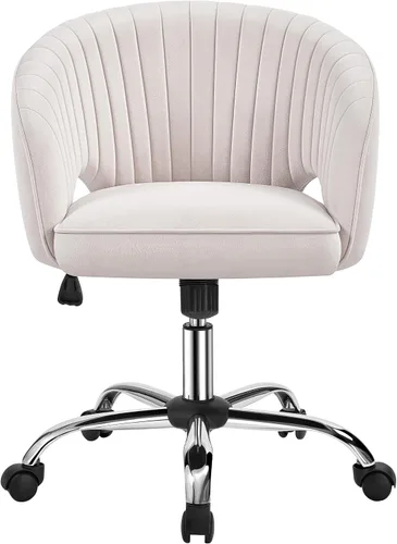 Miniatura 10 de Topeakmart Silla de escritorio de terciopelo, silla de tocador de maquillaje con altura de asiento y reposabrazos ajustables, silla de oficina
