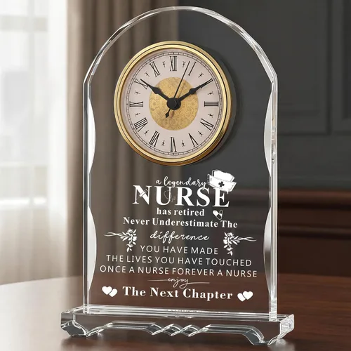 Miniatura 10 de Reloj de Cristal Significativo para Jubilación, Regalos para Mujeres y Hombres, Mejor Jefe de Todos, Feliz Reloj de Jubilación Placa de Regalo