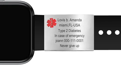 Etiqueta de identificación de alerta médica para correa de reloj, reloj inteligente deportivo, acero inoxidable, etiquetas personalizadas para