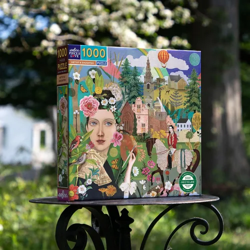 Miniatura 4 de eeBoo Piece & Love: Artist & Daughter - Rompecabezas de 1000 piezas - Sierra de calar cuadrada para adultos, 23 x 23, incluye inserto de referencia