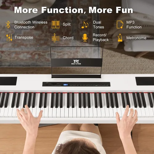 Miniatura 2 de Piano digital MUSTAR 88 teclas, teclado pesado con acción de martillo, MDP-1300 teclado pesado con soporte, teclado de piano eléctrico