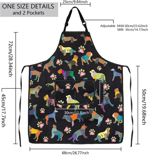Miniatura 2 de MBMSO Delantal de aseo para perros con bolsillo, regalo colorido para amantes de los perros para peluqueros