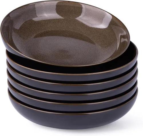 Miniatura 9 de LERATIO Tazones para pasta, cuencos de cerámica para pasta de 38 onzas, juego de 4 cuencos de pasta esmaltada reactiva de 9.0 pulgadas, aptos