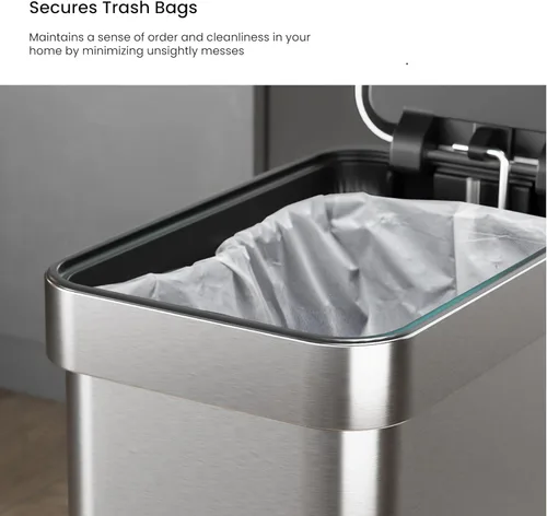 Miniatura 6 de Home Zone Living Bote de Basura Pequeño de 3 Galones con Tapa y Pedal de Paso, CleanAura, Control de Olores, Acero Inoxidable con Diseño Delgado