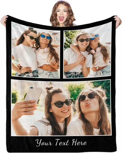 Miniatura 36 de Manta de fotos personalizada, 4 fotos, mantas personalizadas para mamá, abuela, esposa, mujeres de hija, hijo, marido, 8 tamaños 4 Fotos-1