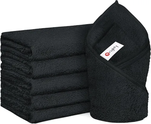 Orighty Paquete de 6 toallas de mano negras, toallas de microfibra de secado rápido y absorbentes, de 16 x 28 pulgadas, toalla de yoga blanca ligera