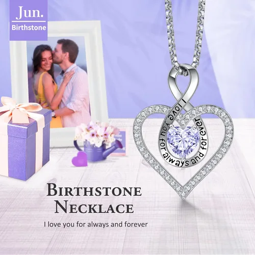 Miniatura 3 de LIANYU 925 Sterling Silver Necklace for Women, Heart Necklace for Women Birthday Gifts for Women Girlfriend Wife Gifts for Anniversary Infinity