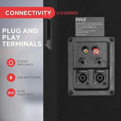 Miniatura 5 de PYLE-PRO PADH1079 – 500 W 10 pulgadas Gabinete de altavoces de dos vías