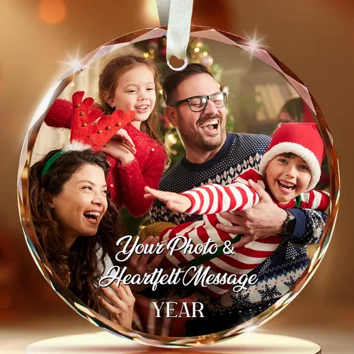 Miniatura 38 de Adorno de cristal con foto personalizada 2026 – Adorno de Navidad familiar personalizado, nombre personalizado, foto, fecha, recuerdo del día