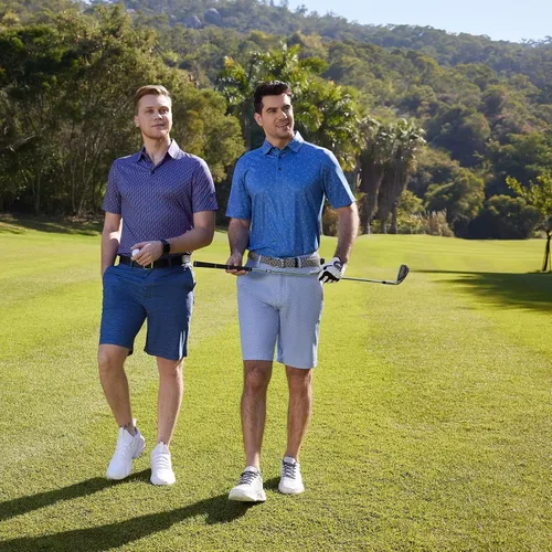Miniatura 3 de Camisas de golf para hombre, Dry Fit, manga corta, estampado, de rendimiento, absorbe la humedad