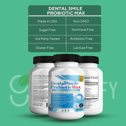 Miniatura 8 de DentalSmile ProbioticMax, suplemento probiótico oral avanzado, 40 mil millones de UFC, 60 cápsulas, sin gluten (2)