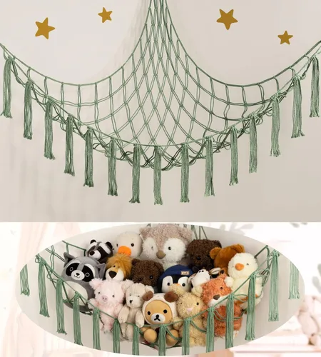 Miniatura 25 de mirolam Hamaca para Animales de Peluche - Red Grande para Animales de Peluche para Juguetes de Esquina - Organizador de Almacenamiento Colgante