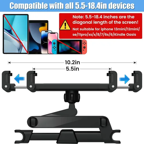 Miniatura 4 de najiaxiaowu Soportes para Tabletas PC Paquete de 2 Soporte para Tableta para Coche, Soporte para Reposacabezas de iPad para iPad/Teléfonos