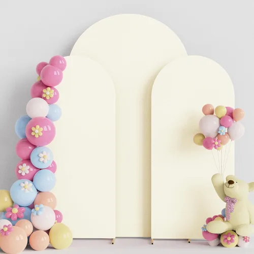 Miniatura 22 de Putros Funda para Arco de Boda 7.2 pies, Cubiertas de Soporte de Fondo Chiara de Spandex Negro Ajustado con Parte Superior Redonda de 6 pies, Juego