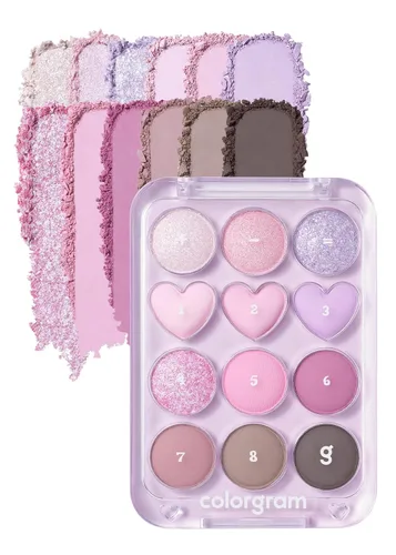 COLORGRAM Paleta de Sombras de Ojos Pin Point 03 Rosa+Lavanda | Tonos Ultra-Mezclables Mate, Glitter, Shimmer para Maquillaje Diario | Paleta de 3.
